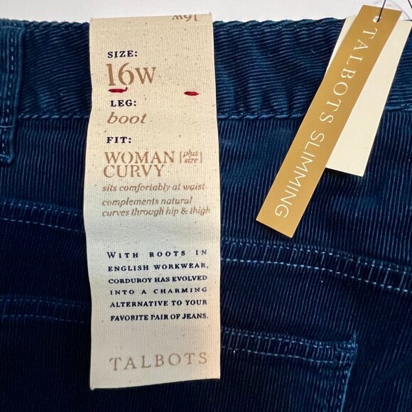 Talbots Curvy Fit Blue Bootcut Corduroy Pants Plus Size 16W - Picture 6 of 8